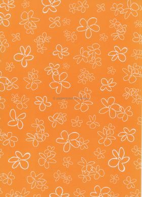 Patterned paper | Scribble Daisy White Flowers on Orange 100gsm paper | PaperSource Australia